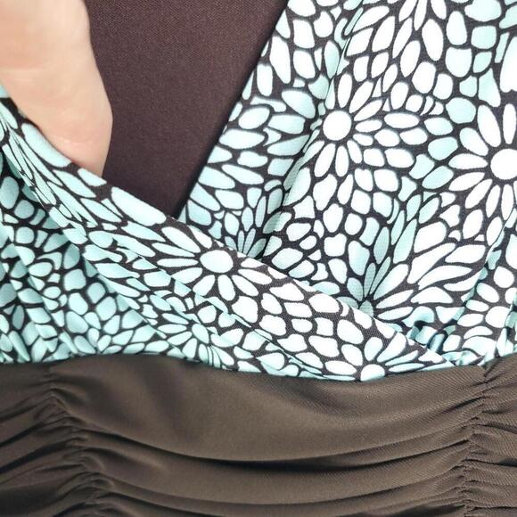 Perceptions Dress Womens 10P Empire Waist Babydoll Y2K Blue Brown Florals Midi - Picture 5 of 8